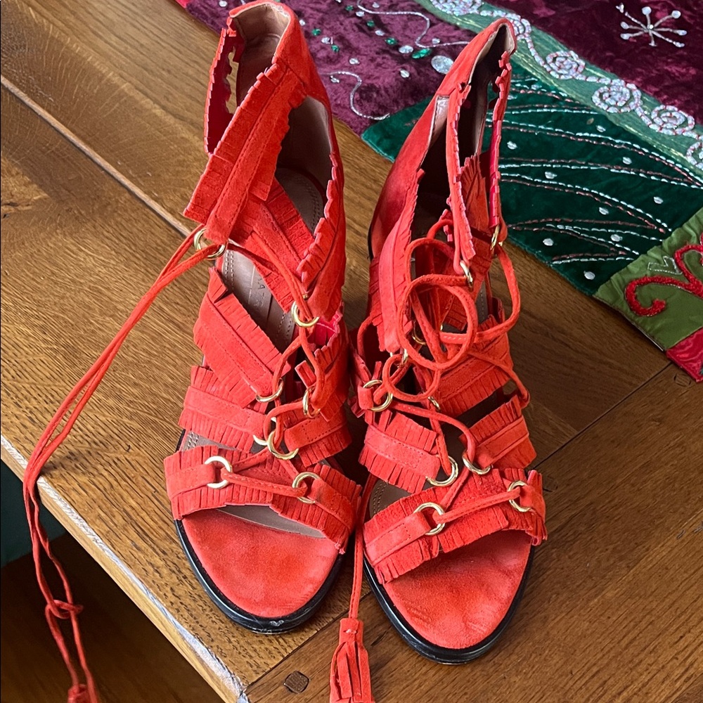 BCBGMaxAzria Vibrant Red Strappy Sandals